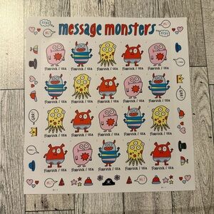 1 sheet of 20 Message Monsters Forever Stamps perfect for party invitations